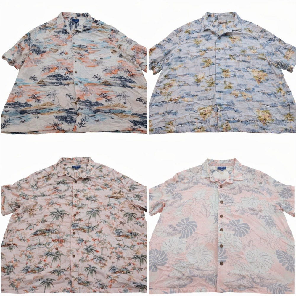 Hawaiian Shirt LOT OF 4 Mens 3XL Multi Rayon Tropical Palm Tree Beach Aloha Camp